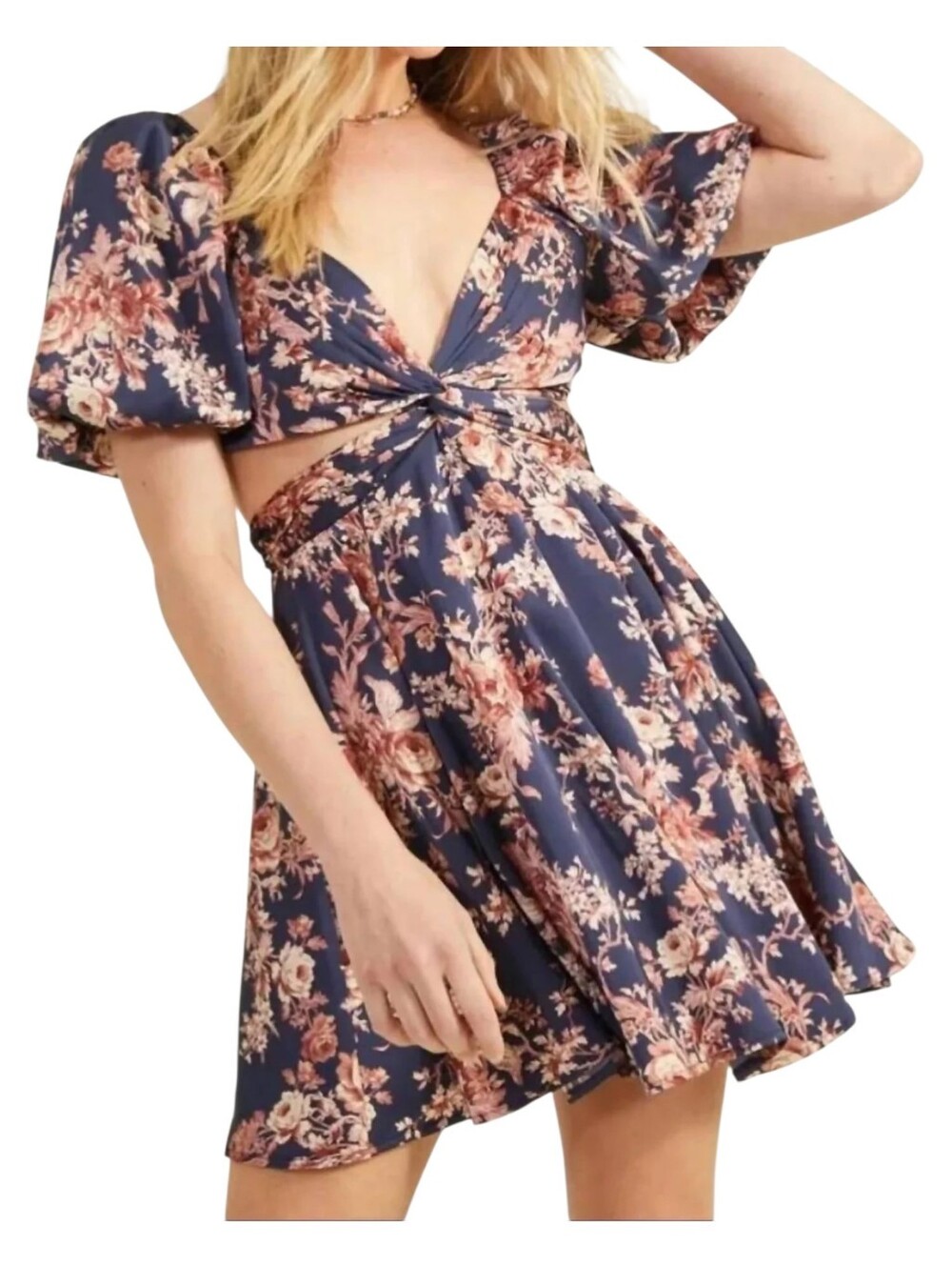 Altar'D State NWT Floral Dress with Cut Outs Size Medium Navy Floral Retail $130